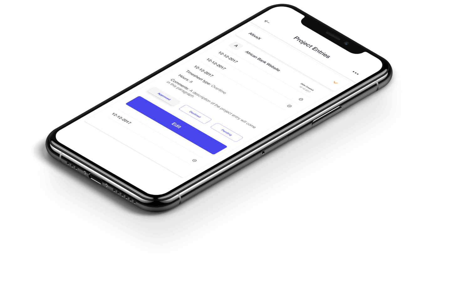 the epoch user interface for creating a project entry